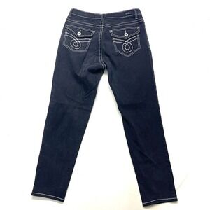 U-51 Authenticate Jeans Womens 16 Black Denim Cotton Stretch Tapered Leg Zip Fly